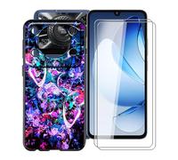 HGJTFANY Coque pour Oukitel C60 Pro (6.88") avec 2 x Verre Trempé Film Protecteur, Antichoc en Silicone Souple Case, Noir TPU Bumper Housse Etui pour Oukitel C60 Pro - Animé