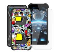 HGJTFANY Coque pour Oukitel G5 (6.00") et Protecteur D'écran en Verre Trempé, Étui de Protection en Silicone Noir, Ultra Fine Anti-Rayures Coque pour Oukitel G5 - XS40