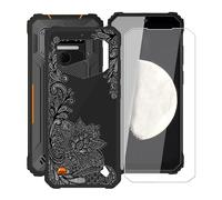 HGJTFANY Coque pour Oukitel WP23 Pro (6.52") et Protecteur D'écran en Verre Trempé, Étui de Protection en Silicone Noir, Ultra Fine Anti-Rayures Coque pour Oukitel WP23 Pro - Rose Noire