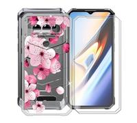 HGJTFANY Coque pour Oukitel WP38 (6.52") + [2 X Protecteur d'écran en Verre trempé], Ultra Fin Transparent Souple Silicone Antichoc Bumper Housse Etui pour Oukitel WP38 - Fleur de pêche