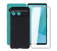 HGJTFANY Coque pour Sony Xperia 10 VII avec 3 x Verre Trempé Film Protecteur, Antichoc en Silicone Souple Case, Noir TPU Bumper Housse Etui pour Sony Xperia 10 VII (6.10")