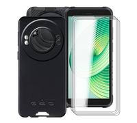 HGJTFANY Coque pour Ulefone RugKing avec 4 x Verre Trempé Film Protecteur, Antichoc en Silicone Souple Case, Noir TPU Bumper Housse Etui pour Ulefone RugKing (5.99")