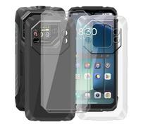 HGJTFANY pour Blackview Rock 1 Coque + 2 x Verre Trempé, Ultra-Mince Antichoc Souple Silicone Housse Étui pour Blackview Rock 1 (6.56"), TPU Bumper Protective Case - Noir + Transparent
