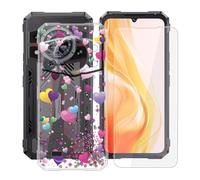 HGJTFANY pour Cubot Kingkong 11 Coque (6.72"), Housse Transparente en Silicone Souple avec Film de Protection en Verre Trempé, Ultra-Mince Antichoc Etui pour Cubot Kingkong 11 - Ballon Rose