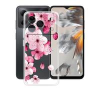 HGJTFANY pour Doogee Note 56 Pro Coque (6.56"), Coque Silicone Souple Transparente Ultra-Mince [Antichoc] TPU Bumper Housse Etui pour Doogee Note 56 Pro - Fleur de pêche