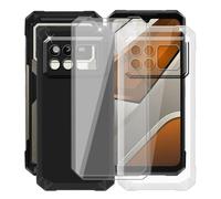 HGJTFANY pour Doogee S200 Max Coque + 2 x Verre Trempé, Ultra-Mince Antichoc Souple Silicone Housse Étui pour Doogee S200 Max (6.72"), TPU Bumper Protective Case - Noir + Transparent