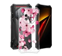 HGJTFANY pour Doogee S300 Pro 5G Coque (6.78"), Coque Silicone Souple Transparente Ultra-Mince [Antichoc] TPU Bumper Housse Etui pour Doogee S300 Pro 5G - Fleur de pêche