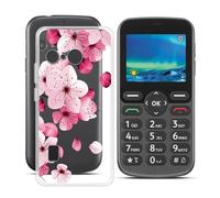 HGJTFANY pour Doro 5860 Coque (2.40"), Coque Silicone Souple Transparente Ultra-Mince [Antichoc] TPU Bumper Housse Etui pour Doro 5860 - Fleur de pêche