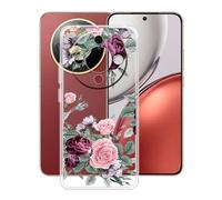 HGJTFANY pour Honor Magic8 Lite Coque (6.79"), Coque Silicone Souple Transparente Ultra-Mince [Antichoc] TPU Bumper Housse Etui pour Honor Magic8 Lite - Rose Rouge