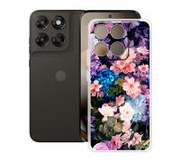 HGJTFANY pour Motorola Moto G77 Coque (6.78"), Coque Silicone Souple Transparente Ultra-Mince [Antichoc] TPU Bumper Housse Etui pour Motorola Moto G77 - Mur de Fleurs