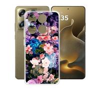 HGJTFANY pour Motorola Signature Coque (6.80"), Coque Silicone Souple Transparente Ultra-Mince [Antichoc] TPU Bumper Housse Etui pour Motorola Signature - Mur de Fleurs