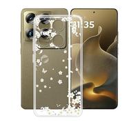 HGJTFANY pour Motorola Signature Coque (6.80"), Coque Silicone Souple Transparente Ultra-Mince [Antichoc] TPU Bumper Housse Etui pour Motorola Signature - Petite Fleur Blanc