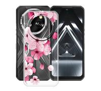 HGJTFANY pour Oukitel WP55 S Coque (6.60"), Coque Silicone Souple Transparente Ultra-Mince [Antichoc] TPU Bumper Housse Etui pour Oukitel WP55 S - Fleur de pêche