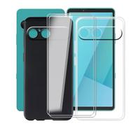 HGJTFANY pour Sony Xperia 10 VII Coque + 2 x Verre Trempé, Ultra-Mince Antichoc Souple Silicone Housse Étui pour Sony Xperia 10 VII (6.10"), TPU Bumper Protective Case - Noir + Transparent