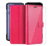 HGJTFANY Support Coque pour Doogee Blade 20 Turbo (6.60") + Protection D'écran, Fonction Porte-Monnaie PU Cuir Flip Etui avec Souple TPU Doublure Housse pour Doogee Blade 20 Turbo - RosRed