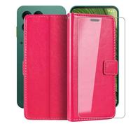 HGJTFANY Support Coque pour Fairphone Gen 6 (6.31") + Verre Trempé Protection D'écran, Fonction Porte-Monnaie PU Cuir Flip Etui avec Souple TPU Doublure Housse pour Fairphone Gen 6 - RosRed