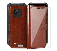 HGJTFANY Support Coque pour Oukitel G2 (6.0") + Verre Trempé Protection D'écran, Fonction Porte-Monnaie PU Cuir Flip Etui avec Souple TPU Doublure Housse pour Oukitel G2 - Brown