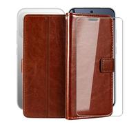 HGJTFANY Support Coque pour Xiaomi Poco F8 Pro (6.59") + Verre Trempé Protection D'écran, Fonction Porte-Monnaie PU Cuir Flip Etui avec Souple TPU Doublure Housse pour Xiaomi Poco F8 Pro - Brown