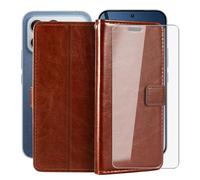 HGJTFANY Support Coque pour Xiaomi Poco F8 Ultra (6.90") + Verre Trempé Protection D'écran, Fonction Porte-Monnaie PU Cuir Flip Etui avec Souple TPU Doublure Housse pour Xiaomi Poco F8 Ultra - Brown