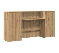 HGKMBRY Comptoir de réception en chêne Artisan 200 x 50 x 103,5 cm en bois avec comptoir intégré, beaucoup d'espace de rangement et parois latérales pour interactions discrètes, convient pour le