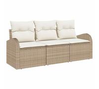 HGKMBRY Ensemble de canapé de jardin modulaire beige en rotin synthétique avec trois sièges, partie centrale et deux canapés à accoudoirs, housses de coussin amovibles et lavables ainsi que revêtus