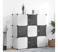 HGKMBRY Système d'étagères cubiques avec 9 compartiments - Noir et blanc | Fil d'acier chromé, panneaux en polypropylène, facile d'entretien, construction légère, modulable de manière flexible