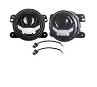 Hgkqbomb Paire Phares Antibrouillard Ronds À LED 4 Pouces Lentille Projecteur 4D Pour Jeep Pour Dodge Pour Journey Pour Magnum Feux Brouillard DRL Blancs 6000K Phare Moto(D black 2pcs)