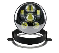 Hgkqbomb Phare LED Moto 5,75 Pouces Feux Croisement Et Route Avec Support Pour Kit Phares Pour VTX 1800 Et VTX 1300 2002-2008 Phare Moto(Le noir)