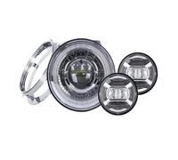 Hgkqbomb Phare LED Moto 7 Pouces Anneau Feux Antibrouillard 4,5 Pouces Pour Touring Pour Road King Pour Street Glide Pour Softail Pour Fat Boy Phare Moto(Silver 1SET)