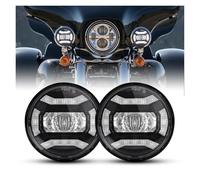 Hgkqbomb Phare LED Moto 7 Pouces Anneau Feux Antibrouillard 4,5 Pouces Pour Touring Pour Road King Pour Street Glide Pour Softail Pour Fat Boy Phare Moto(4.5 inch fog light B)