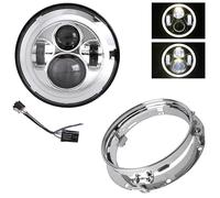 Hgkqbomb Phare LED Pour Moto Pour Electra Glide Pour Softail Pour Fat Boy Pour Touring Moteur 7 Pouces Avec Feux Antibrouillard 4,5 Pouces Phare Moto(7 inch Bracket S2)