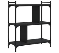 HGLADYU Bibliothèque 76 x 32 x 88 cm avec cadre en métal, 3 compartiments noires, étagère stable en bois avec pieds réglables pour un maintien sûr, idéale pour ranger des livres