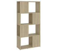 HGLADYU Bibliothèque en chêne Sonoma 60 x 24 x 124,5 cm avec 4 compartiments spacieux, design classique, idéale pour livres, magazines et décoration