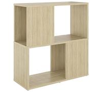 HGLADYU Bibliothèque en chêne Sonoma - 60 x 24 x 63 cm - En bois - 2 niveaux avec un compartiment par côté pour livres, magazines et décoration, design moderne pour salon