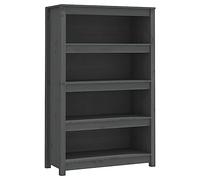 HGLADYU Bibliothèque grise 80 x 35 x 126 cm en pin massif, design classique avec beaucoup d'espace de rangement pour livres, magazines et décoration, idéale pour le salon, la chambre à coucher ou le