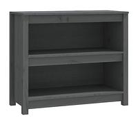 HGLADYU Bibliothèque grise 80 x 35 x 68 cm en pin massif, design classique avec beaucoup d'espace de rangement pour livres, magazines et décoration, avec support mural pour la sécurité, idéale
