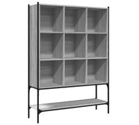 HGLADYU Bibliothèque grise Sonoma 102 x 30 x 141,5 cm en bois et acier, 9 compartiments ouverts et 1 étagère inférieure, design peu encombrant pour salon, bureau ou chambre à coucher, polyvalente