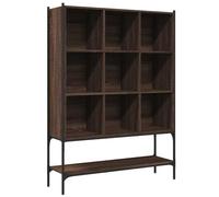 HGLADYU Bibliothèque marron aspect chêne 102 x 30 x 141,5 cm en acier et bois avec 9 compartiments ouverts et 1 étagère inférieure, design peu encombrant pour salon, bureau ou chambre à coucher