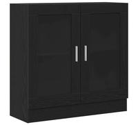 HGLADYU Bibliothèque moderne avec portes en verre effet chêne noir, 82,5 x 30,5 x 80 cm, fabriquée en bois durable avec poignées en métal, idéale pour ranger des livres