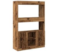 HGLADYU Meuble haut aspect bois vieilli 92 x 33 x 140 cm en bois - Beaucoup d'espace de rangement avec armoire inférieure et portes, polyvalente comme bibliothèque ou étagère debout pour salon