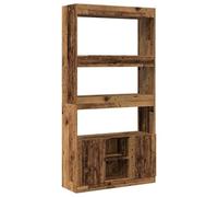 HGLADYU Meuble haut classique aspect bois vieilli, 92 x 33 x 180 cm, en bois, beaucoup d'espace de rangement avec armoire inférieure et portes, polyvalente comme bibliothèque ou étagère debout pour le