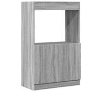 HGLADYU Meuble haut classique gris chêne Sonoma 63 x 33 x 100 cm en bois avec beaucoup d'espace de rangement et armoire inférieure avec portes, idéale comme bibliothèque ou étagère debout pour le