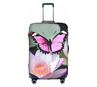 hgnbcsa 1 enveloppe de bagage imprimée papillon rose, peau anti-rayures pour coffre, pochette à motif double face, pour transport en aéroport, blanc, S, Valise