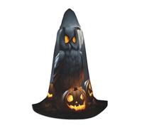 hgnbcsa Cape à capuche unisexe avec imprimé hibou, fantôme, citrouille, pour adolescents, longue cape d'Halloween avec capuche