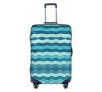 hgnbcsa Enveloppe de bagage imprimée à rayures ondulées bleues, anti-rayures et double face, pour transport en aéroport, blanc, S, Valise