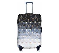 hgnbcsa Enveloppe de bagage imprimée hexagones et diamants bleus, peau anti-rayures pour coffre, housse double face, pour transport en aéroport, blanc, XL, Valise