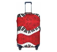 hgnbcsa Housse de bagage à motif de notes de musique avec imprimé piano anti-rayures, motif double face, pour transport en aéroport, blanc, M, Valise