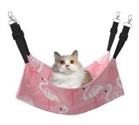 hgnbcsa Lit d'été en forme de flamant rose et feuilles de palmier pour chat et perchoir de fenêtre, doux et lavable pour animaux domestiques, sangles réglables