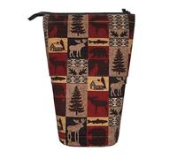 hgnbcsa Lodge Bear Trousse à crayons télescopique avec fermeture éclair et motif cerf pour articles de papeterie et cosmétiques