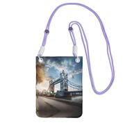 Hgnbcsa Petit sac à bandoulière historique avec imprimé pont de Londres pour femme, mini sac à main pour téléphone portable, sac à main de voyage, violet, Taille unique